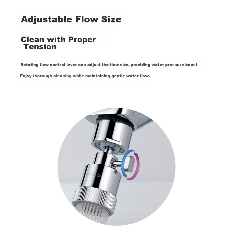 JOMOO Splash-Proof Filter, 720-Degree Omnidirectional Dual-Function Curved Foot Aerator Extension Head, 02308-1C 8