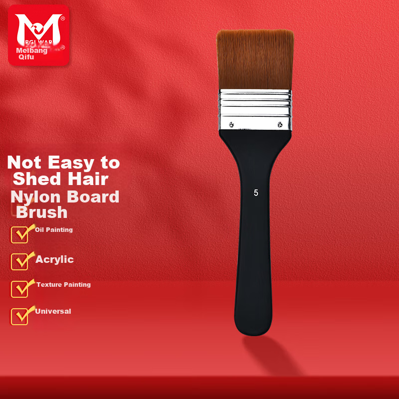 BGI-WAPM Art Board Brush Nylon Wide Head Brush for Acrylic, Gouache, Oil Painting, Wall Painting, And Chalkboard, Suitable Brush No. 5 T43805H Drawing Brush