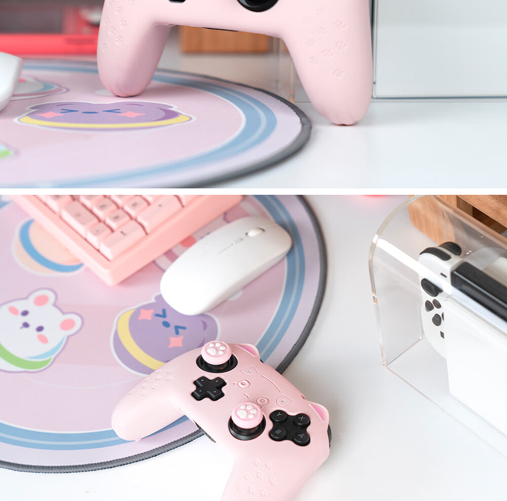 Jixiang PS5 Controller Protective Case, Pink Sweet Heart Skeleton Controller Silicone Cover, Full Protection Anti-Slip Sweat-Absorbing Soft Shell, Cute Cartoon Protective Controller Gaming Accessory 15