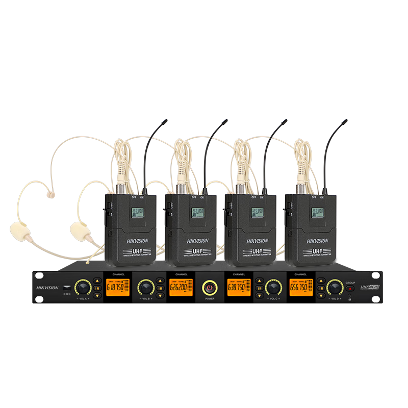 HIKVISION One-To Wireless Microphone Clip-On Headset, UHF High-Fidelity Anti-Howling, for Stage Hosting, Meetings, Lectures, Live Streaming, Online Classes, Speeches, Multi-Functional Studio Recording Equipment