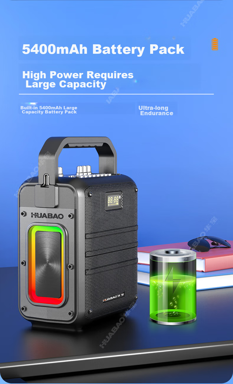 Huabao G13 Wireless Bluetooth Speaker with High Volume, High Power, Outdoor Camping, Square Dancing, Home Karaoke, Built-In Microphone, Subwoofer, Portable Handheld Speaker with Dual Microphones 2