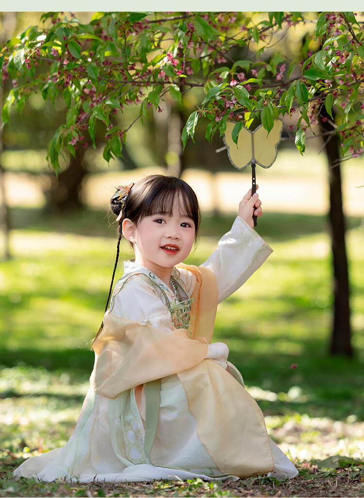 Menghu Qinglai Girls' Spring And Autumn Ancient Style Ethereal Ru Skirt, Oriental Minimalist Luxury Style, Light Green (Without Waist Chain), Size 100 19