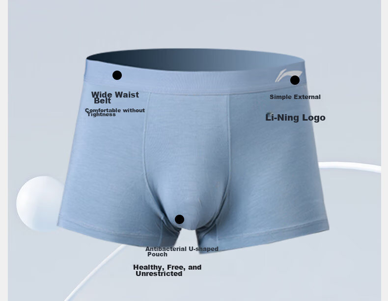 Li-Ning Men's Underwear (3-Pack), Modal Men's Sports Underwear, Running Quick-Dry High-Elastic Boxer Briefs, XL 6
