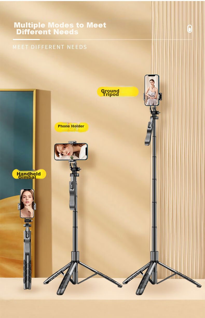 SelfieShow F15 Upgraded Version [F16], No.1 Selfie Stick Tripod, Extendable Travel Phone Stand, Floor-Standing, 360-Degree Rotation, Multifunctional for Shooting And Live Streaming, Suitable for DJI Pocket 3 8