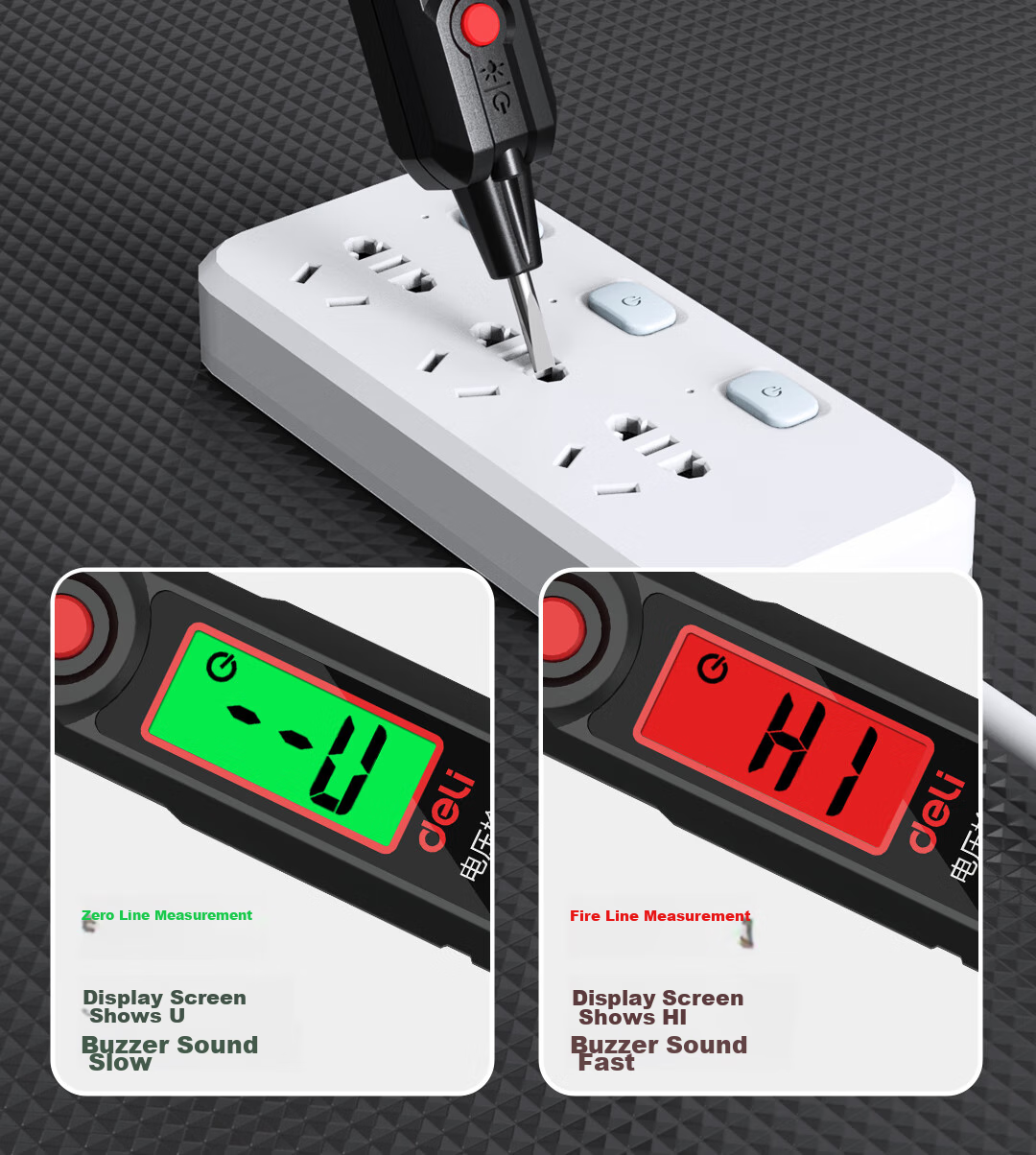Deli Smart Dual-Use Voltage Tester Pen Multifunction Wire Break Detector Digital Display Electrician Induction High Voltage Tester Pen 6