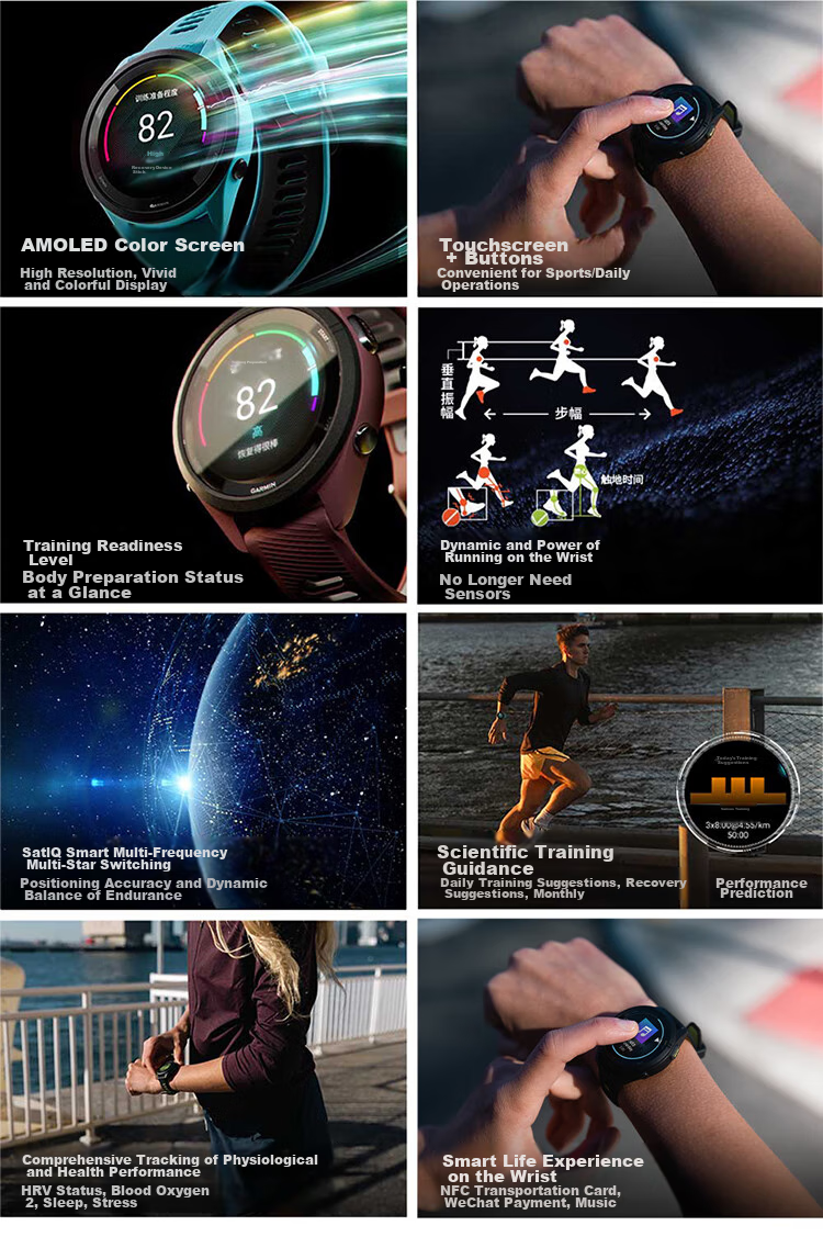GARMIN FR265 Heart Rate Running Outdoor Sports Smartwatch Birthday Gift Forerunner265 Moonlight White 2