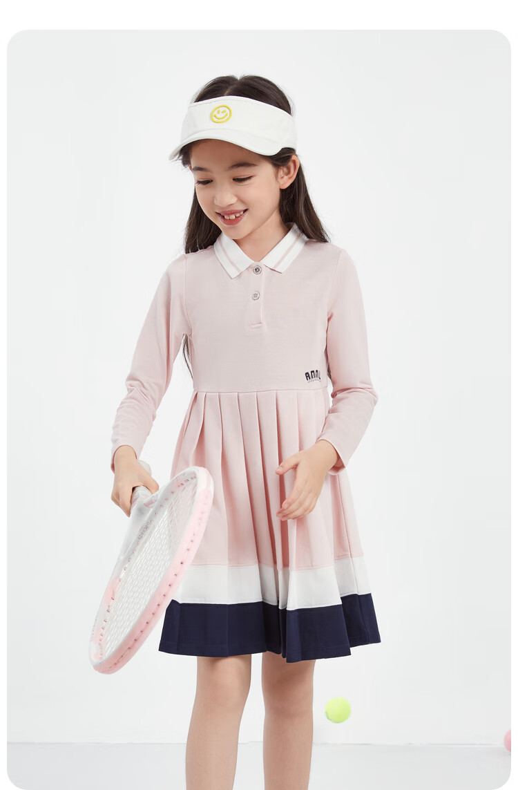 Annil Girls' Long-Sleeve Dress, New Autumn 2024 Style, Crystal Pink, Size 130 9