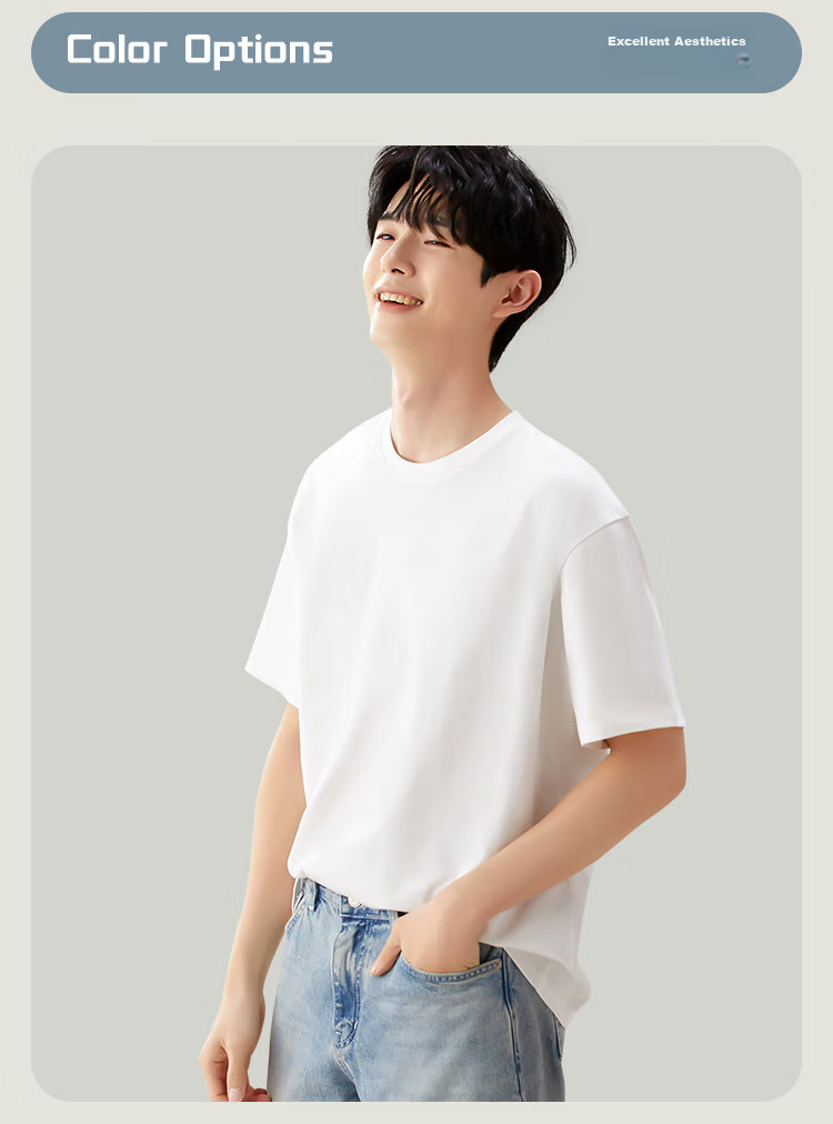 MiiOW Men's Short Sleeve T-Shirt 100% Combed Cotton Antibacterial Breathable Summer Thin Base Layer Shirt 14