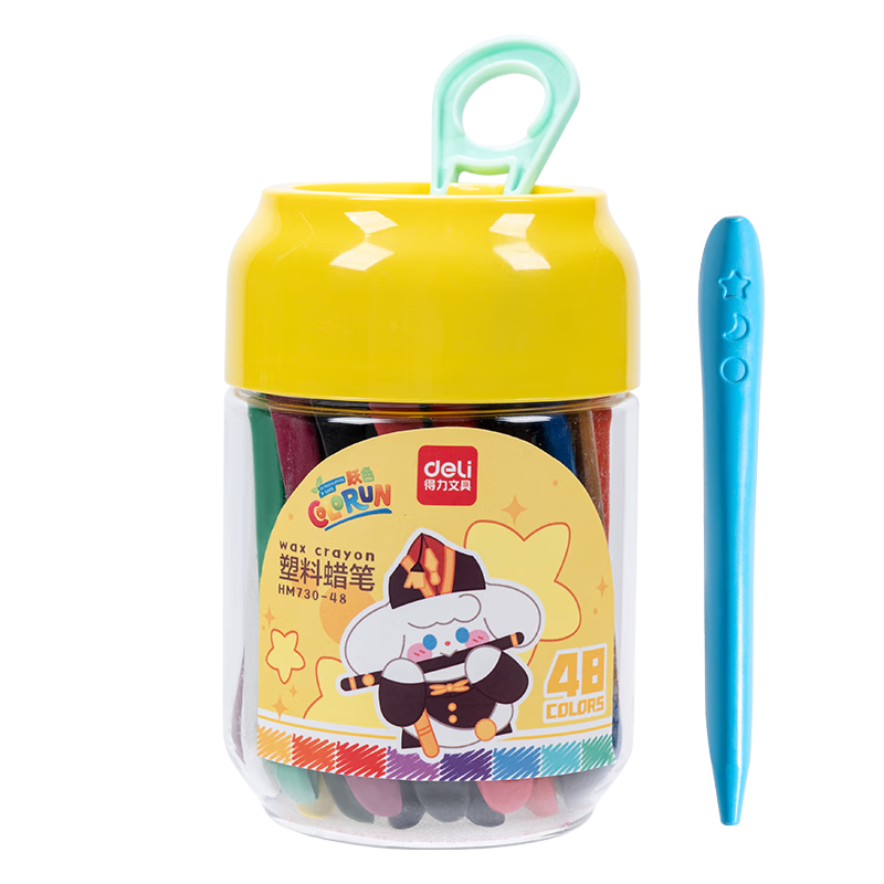 Deli 48 Colors Yisitriangular Plastic Crayons, Pull-Out Can Design, Clean Hands, Double-Ended Washable Children's Oil Pastels HM730-48 Art Education Tools Graduation Gift