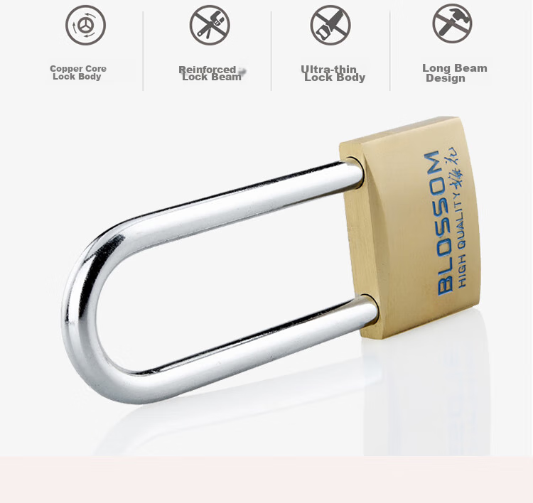 BLOSSOM Copper Padlock, U-Shaped Lock, Waterproof And Rust-Resistant Long-Shaft Door Lock, Cabinet Door Lock 55MM BC076L 4