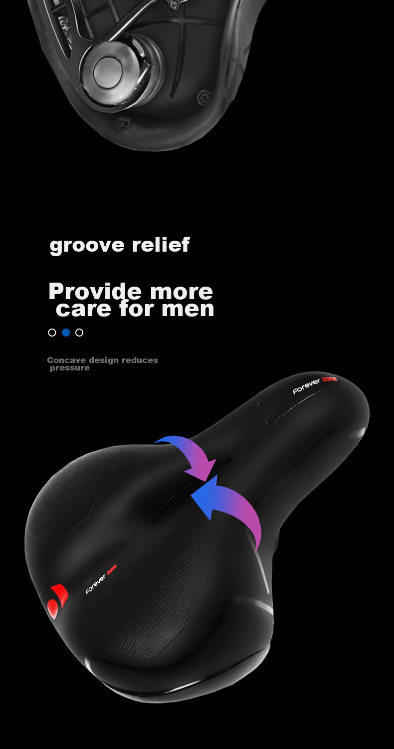 FOREVER Bicycle Mountain Bike Soft Seat Cushion Universal Comfortable Silicone Saddle, Black And Blue Silicone Seat Pad 6