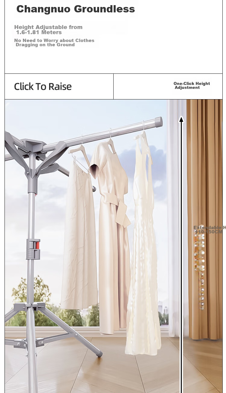 Baoyouni Foldable Clothes Drying Rack, Floor-Standing, Indoor Balcony Use, Compact Design for Small Apartments, Extendable Towel Hanger, No Installation Required, Suitable for Hanging Quilts 3