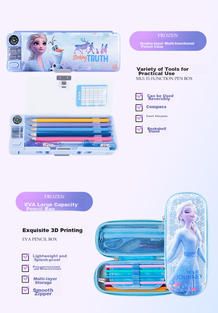 Disney Stationery Set, Elementary School Student Backpack Stationery Gift Box, Girls' Birthday Gift Learning Supplies Large Gift Pack for Ages 12-15 Children's Day Gift, Froze 13