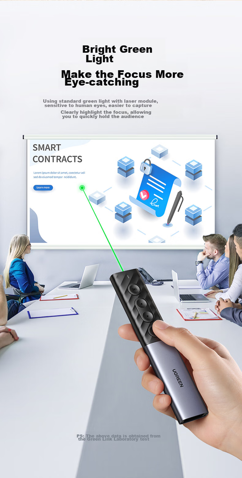 UGREEN Laser PPT Presentation Remote for Teachers, Bluetooth Connected Conference Speaker Remote Control Pen, Rechargeable Wireless Presenter for Projector Screen 20470 7