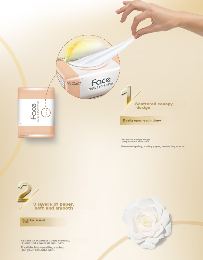 Jierou Facial Tissues, Pink Face Floral Fragrance, 3-Ply 120 Sheets 6 Packs PR073-06/PR073 Single Pack 3
