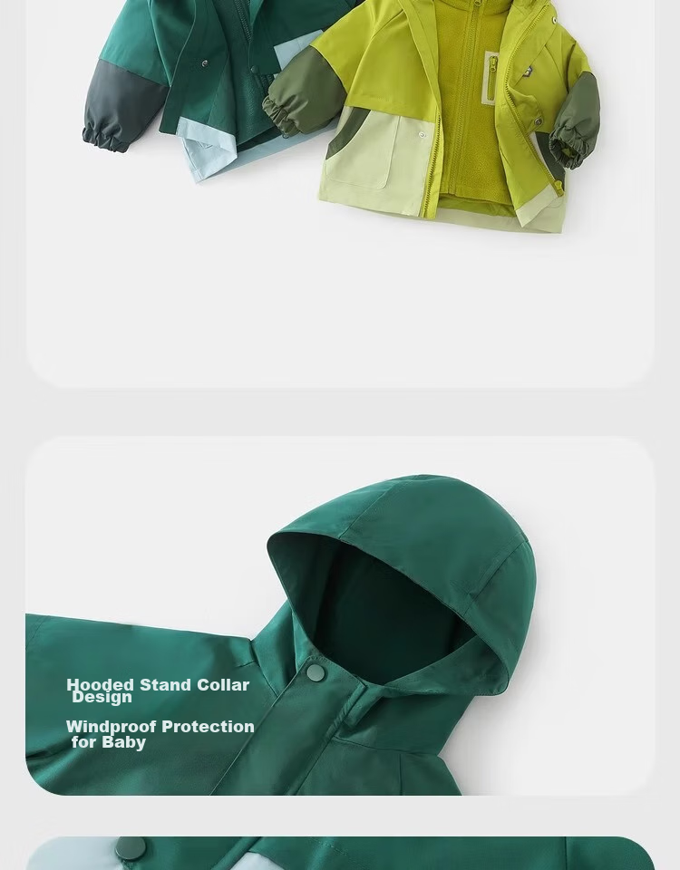 Ciciibear Children's Windbreaker Jacket, Boys' Three-In Autumn Clothing, Baby Fall/winter Fleece Top 24