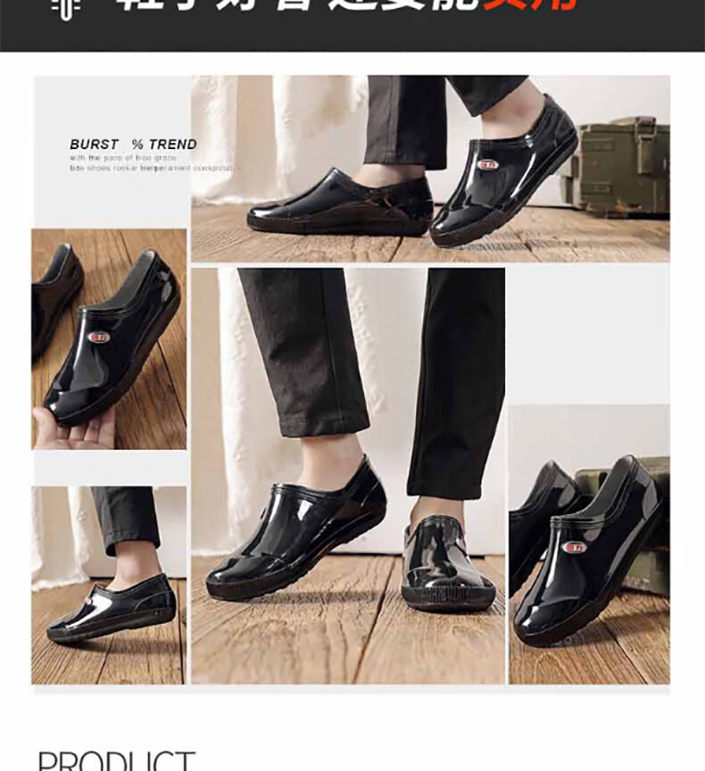 Huili Low-Top Rain Boots for Men And Women, Couples' Fashion Style Chef Rain Boots Water Shoes Waterproof Non-Slip Wear-Resistant Comfortable Overshoes HL329 Short Black Size 43 3