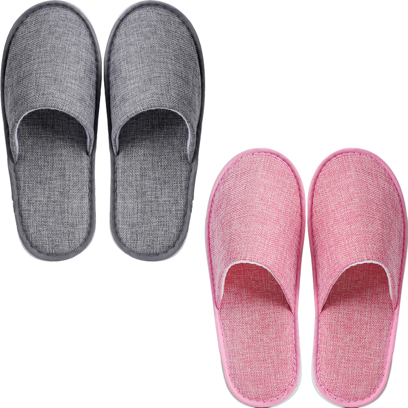 Banzheni Disposable Slippers for Guests, Floor Slippers, Unisex Travel Business Hotel Beauty Salon Non-Slip Linen Cotton Slippers, Mixed Colors, 6 Pairs