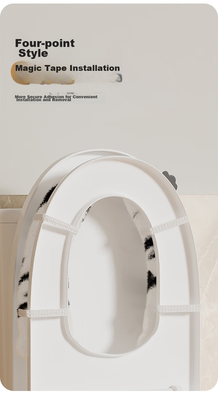 Baoshi Toilet Seat Cover, Thickened And Warm, Rabbit Fur Style, Skin-Friendly, Cute Design, Washable in Winter, Bathroom Mat 6