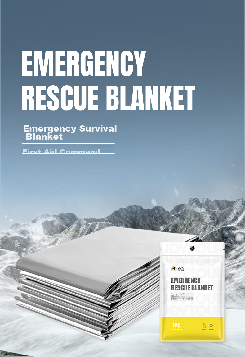 JOYTOUR Sun Protection Emergency Blanket, Thermal Blanket, Hiking Outdoor Aluminum Film First Aid Blanket, Wilderness Survival Emergency Blanket, Silver Color 1