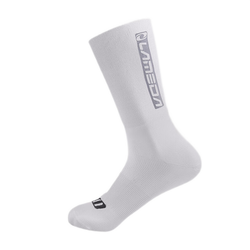LAMEDA Breathable Reflective Cycling Socks for Men And Women, Bicycle Road Bike Sports Socks Running Mid-Calf Socks with Reflective White Desig