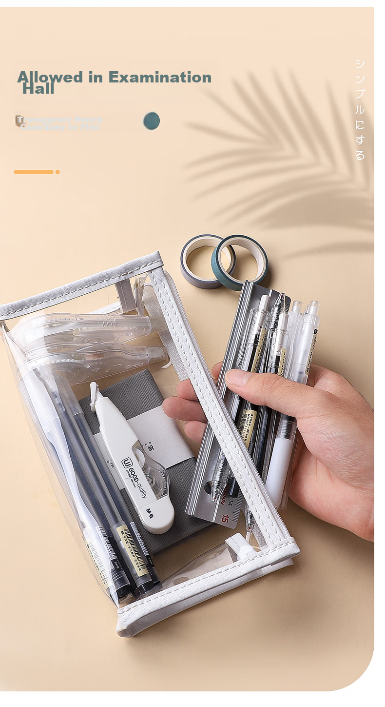 Wengu [Exam Essential] Transparent Pencil Case, Large Capacity High-Quality Stationery Bag for Primary And Secondary School Students, Graduation Gift for College Boys And Girls, Exam-Specific WGBD001 Sky Blue 4
