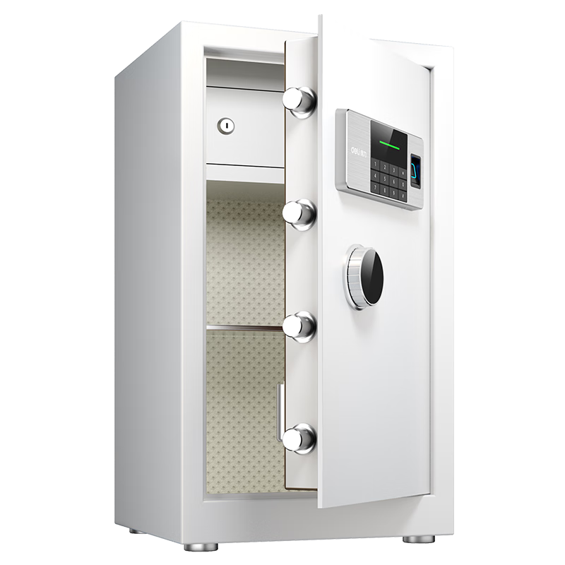 Deli Home Safe Box, Yao Zhen 60cm Fingerprint Unlock, All-Steel Anti-Theft Portable Mini Safe Can Be Used As Bedside Table, VA621 White
