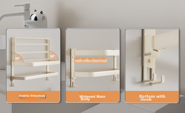 JD Original Cream Series, Bathroom Six-Piece Set, Bath Towel Rack, Space Aluminum, No Drilling Required, Bathroom Storage Rack 8