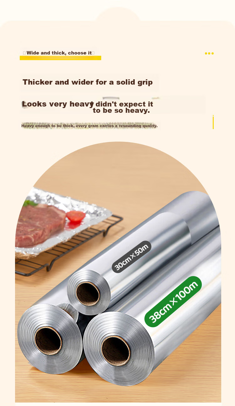 YOUAO Extra Thick Large Aluminum Foil Roll [20 Microns], 100m×38cm, for Air Fryer, Oven, Barbecue, Baking, Commercial Use 8