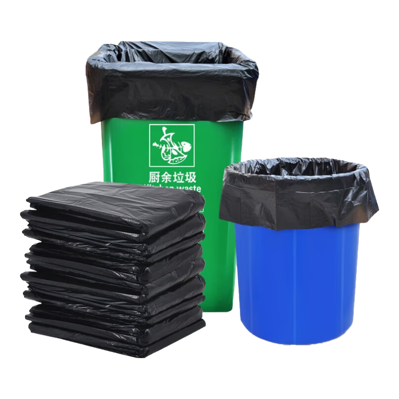 Yimeide LJD1123 Commercial Large Garbage Bags Property Sanitation Flat Plastic Bags Black 100x120cm (3 Mil 50pcs/Pack)