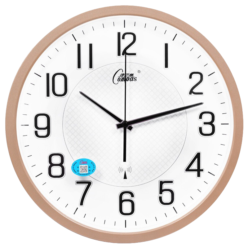 Compas Wall Clock Automatic Time Synchronization Radio-Controlled Clock for Living Room, Classroom, Exam Room, Quiet Time Display Wall Clock C6891 Flash Gold 35cm