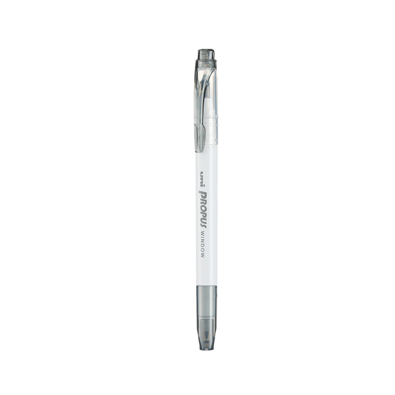Uni Mitsubishi Dual-Tip Fluorescent Marker Pen for Student Homework, Journaling, Drawing And Marking, Colorful Pen, Fine 0.4mm Thick 4mm PUS-103T, 1 Piece/bag, Smoke Gray