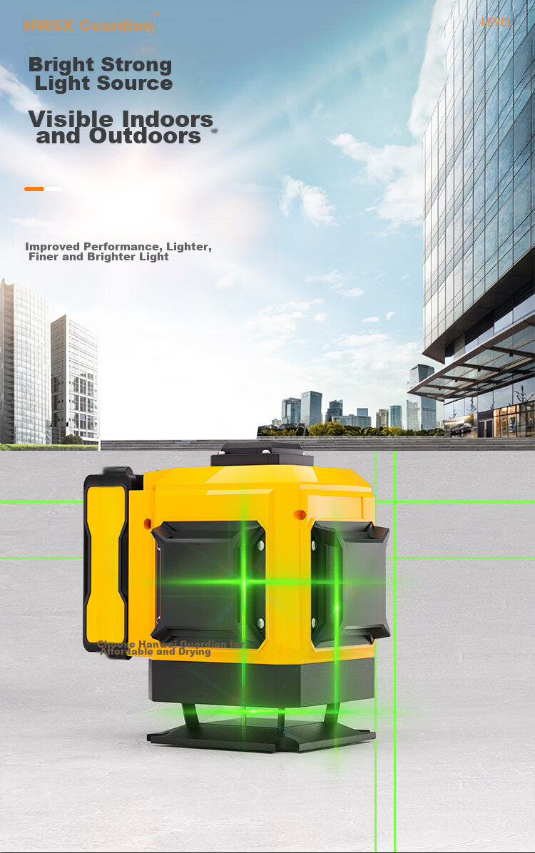 Hanweishi Infrared Laser Level, High-Precision Strong Green Light, 12-Line Wall And Floor Leveling Instrument with Bracket, Outdoor Spirit Level 5