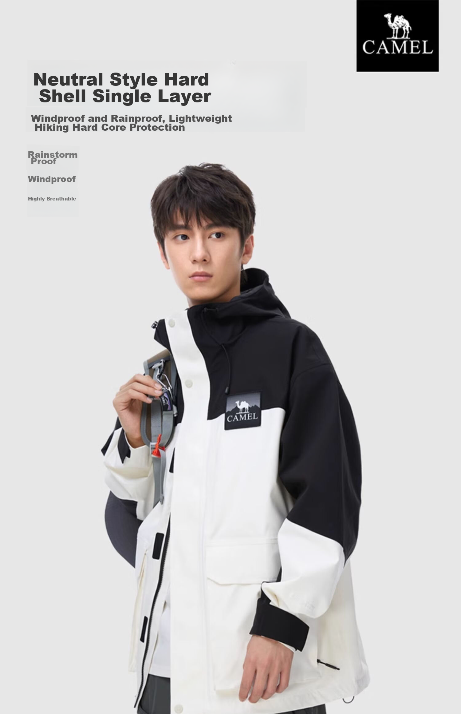 CAMEL Windbreaker Jacket for Men And Women, Spring And Autumn Outdoor Workwear Hard Shell Single Layer Heavy Rain Hiking Suit B109 L 1