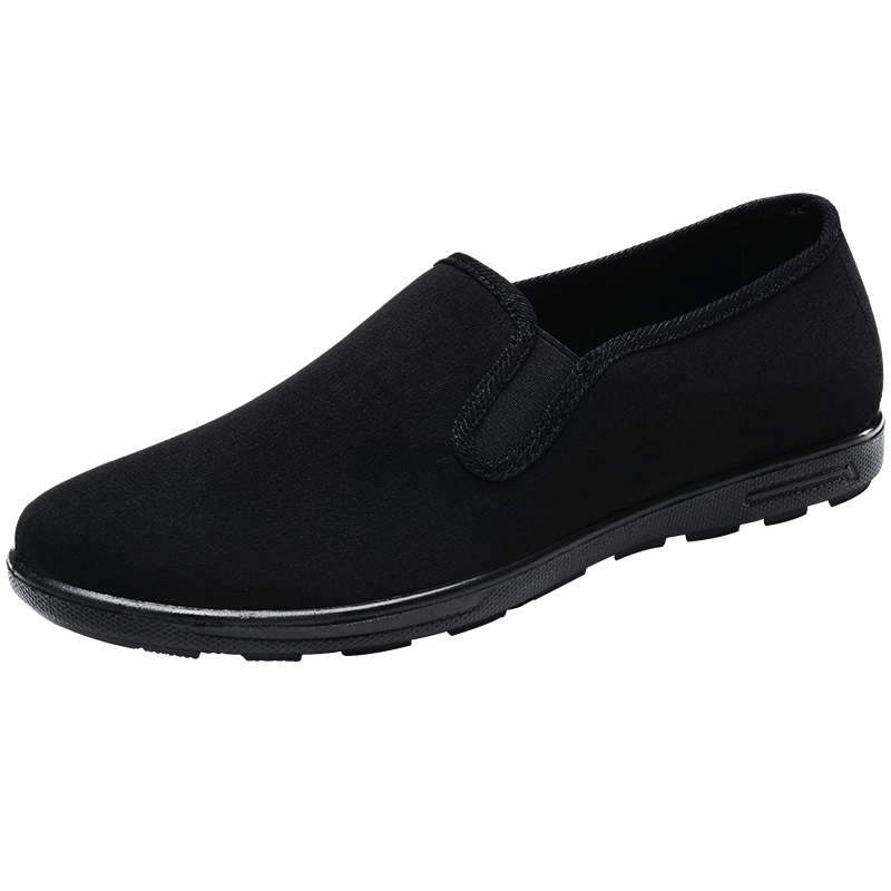 BUSHEYUAN Breathable Slip-On Old Beijing Cloth Shoes for Men Lazy Casual Middle-Aged and Elderly Dad Black Work Single Shoes 8502 Size 44