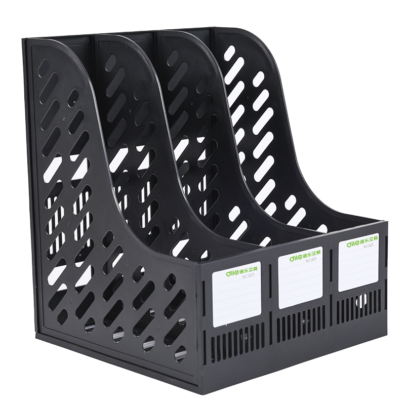 DiLe Premium Series Thickened And Reinforced Three-Drawer File Organizer/document Holder/file Rack/document Stand/triple Column File Basket, Office Supplies, 1829 Black