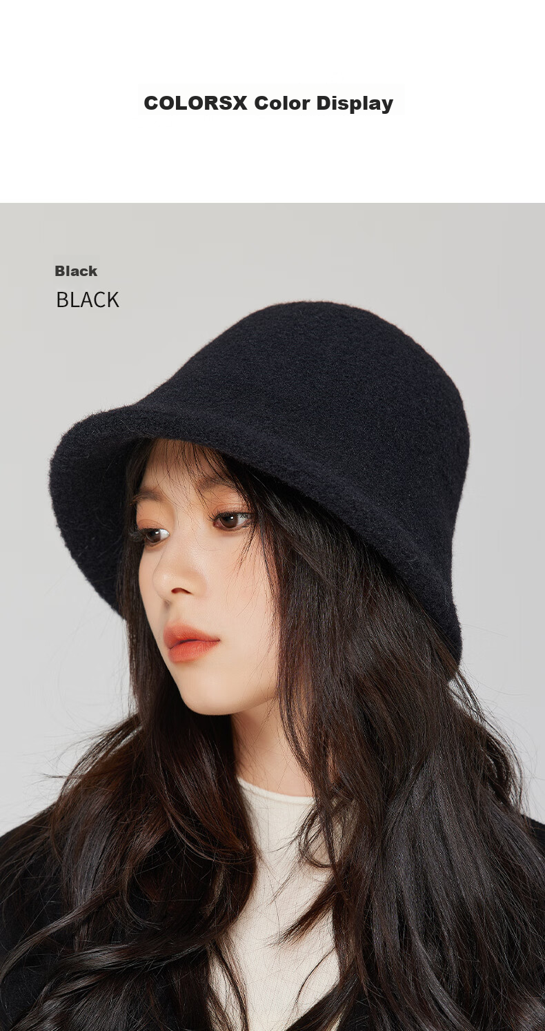 MISSION UV Wool Warm Fisherman Hat for Women, Autumn And Winter Bucket Hat, Versatile Face-Slimming Winter Hat, Windproof And Cold-Resistant Hat for Women in Winter Seaso 7