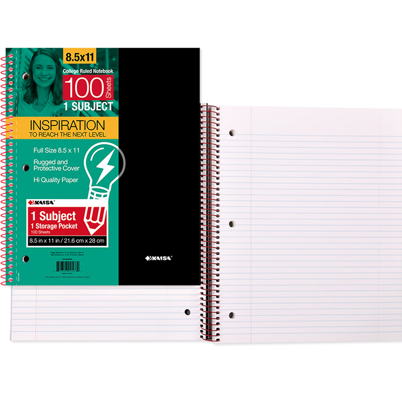 KAISA [Best-Selling Online] Inspirational American-Style Large Notebook, 100 Sheets Thick Single Spiral-Bound Journal, Easy-Tear Three-Hole Ruled Loose-Leaf Notebook for Postgraduate Entrance Exam Preparatio