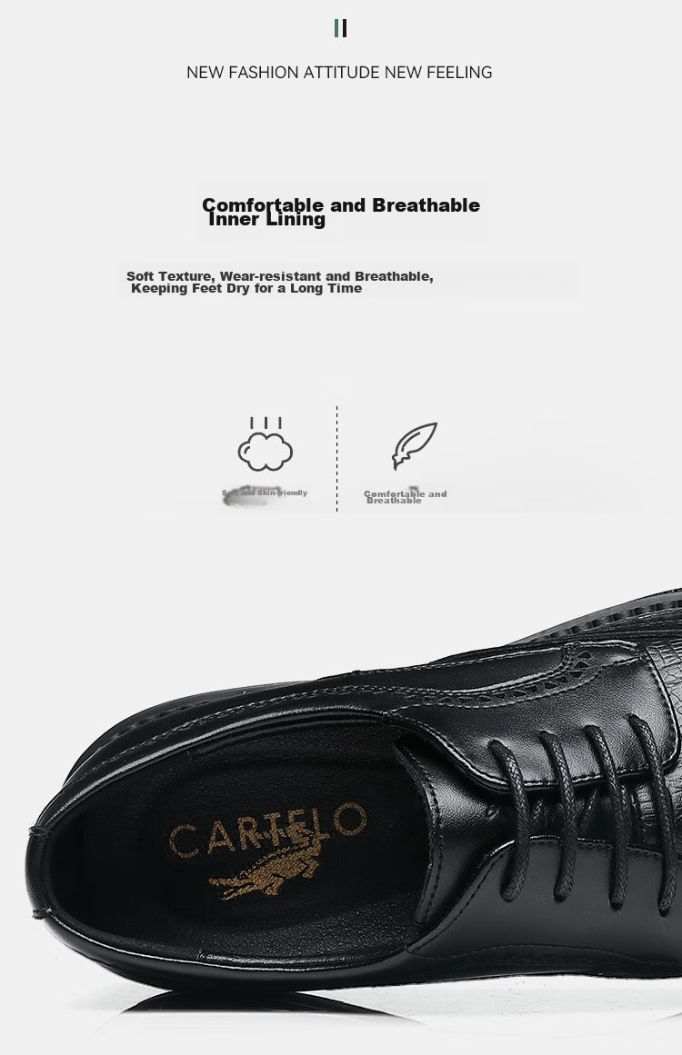 CARTELO Men's Leather Shoes, Brogue Derby Shoes, Business 2026 New Style Casual Genuine Leather Formal Shoes, Height-Increasing British Style Wedding Shoes 5