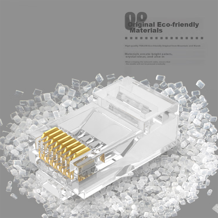 SAMZHE Cat5e Gold-Plated Crystal Head, 8P8C Network Cable Connector, RJ45 Computer Network Connection Head, 50U Thickened Gold-Plated Crystal Head, 100 Pieces, DJ-550U 6