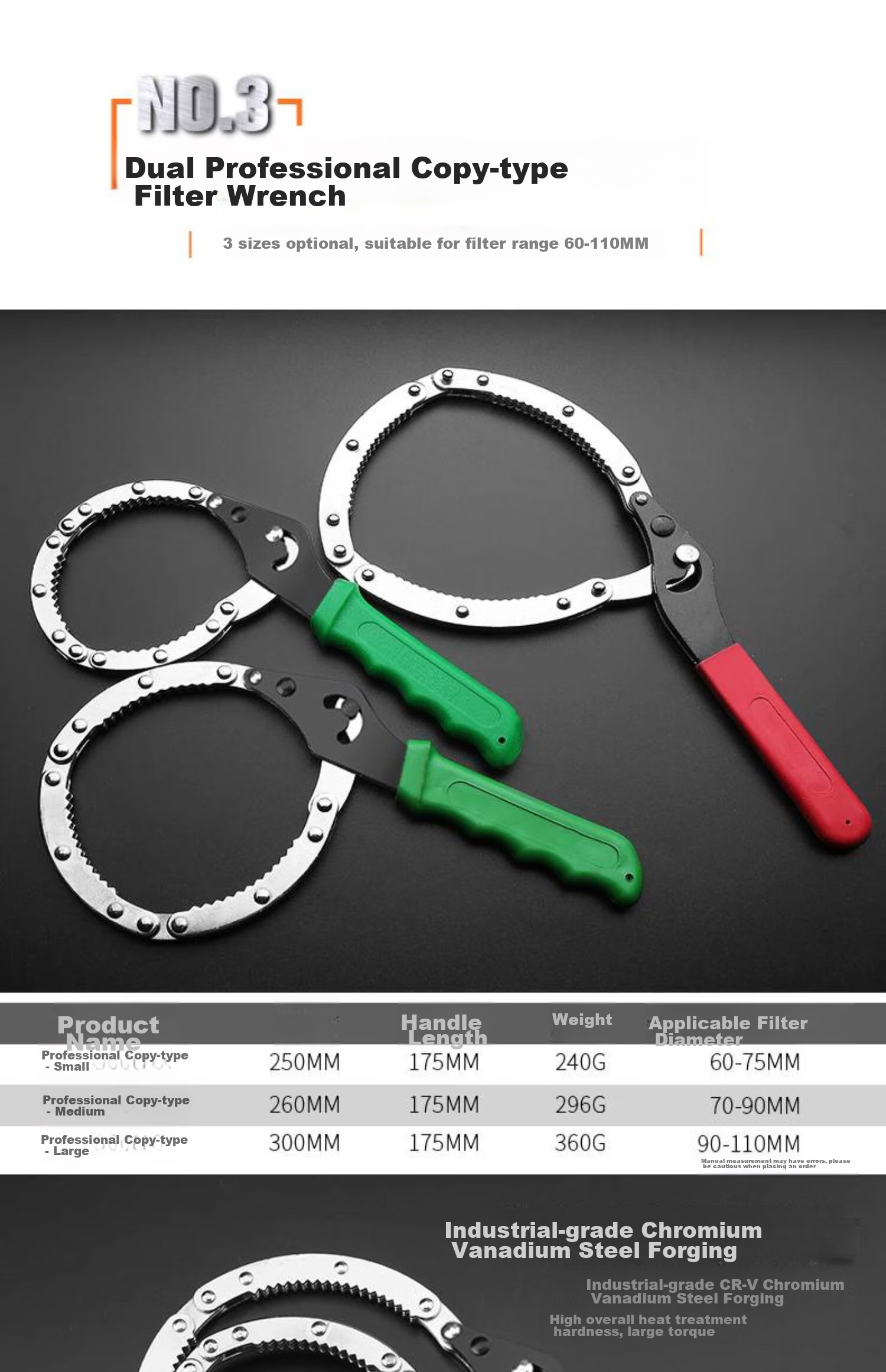 GREENER 12-Inch Belt Filter Cleaner, Household Wrench, Oil Machine Filter Tool, Filter Element Removal And Installation Non-Slip Wrench + 20 Hot Shrink Tubes 10