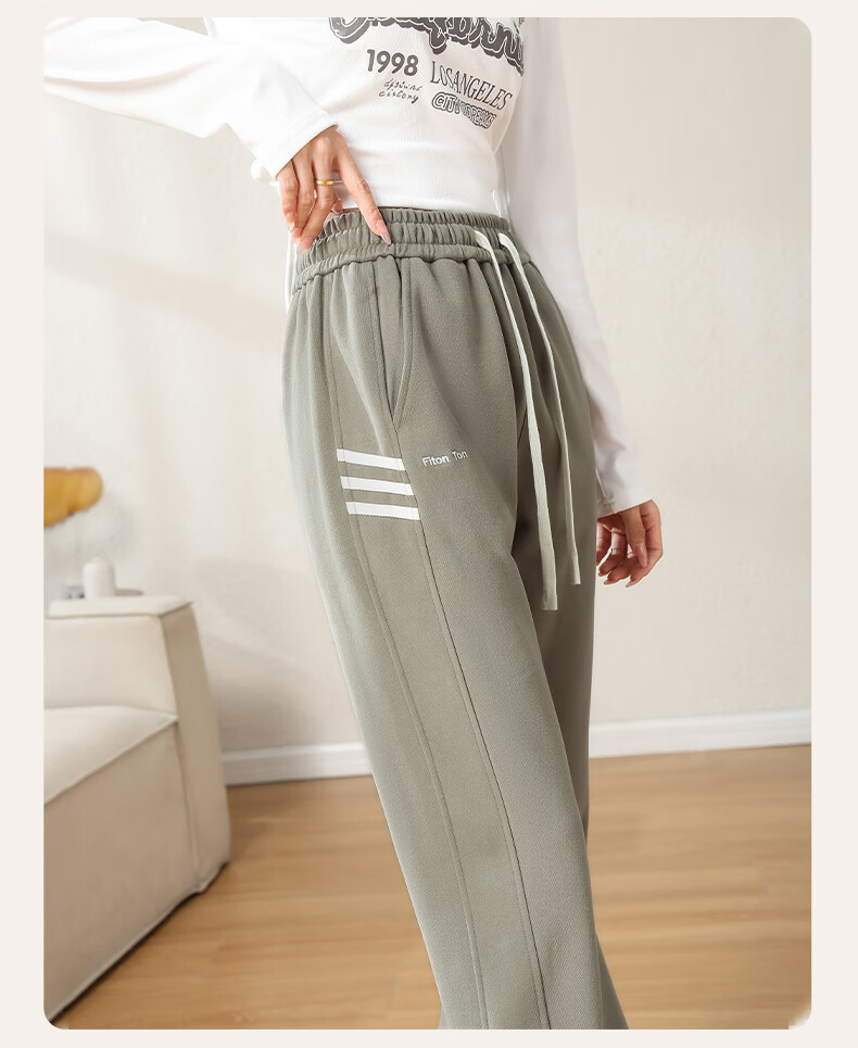 FitonTon Women's Sweatpants, Autumn And Winter Style, Loose-Fitting Joggers, Casual Pants, Versatile Trendy Korean-Style Sweatpants, Slimming Wide-Leg Pants, Size S 16