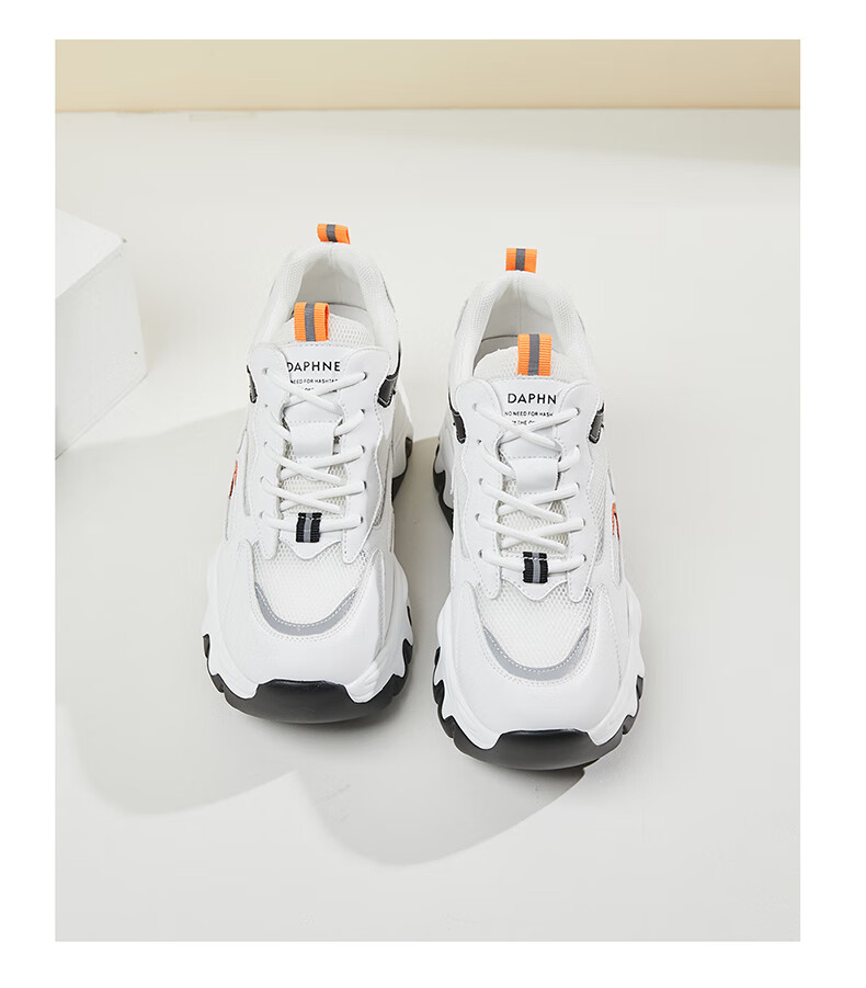 DAPHNE Women's Platform Dad Sneakers with Mesh Breathable Fashion Casual Sports Shoes 4623101126 White Apricot 35 10