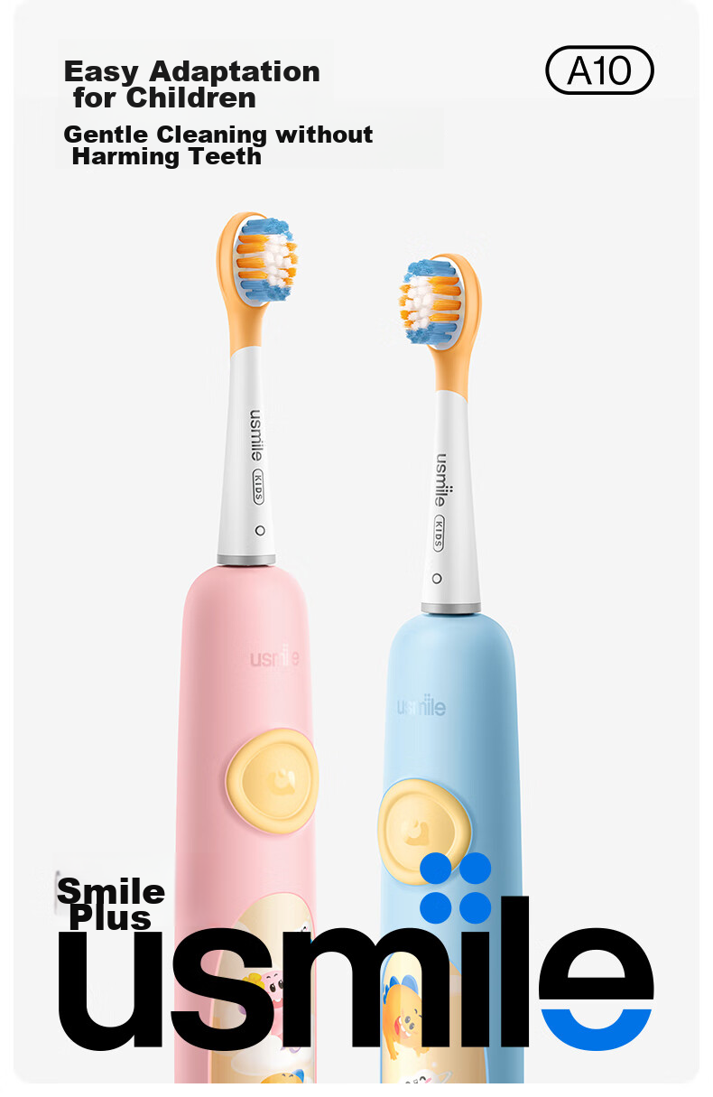 Usmile Children's Electric Toothbrush with Sonic Vibration, 120-Day Battery Life, A10 Phantom Blue, for Ages 3-12, Birthday Gift, Children's Present 2