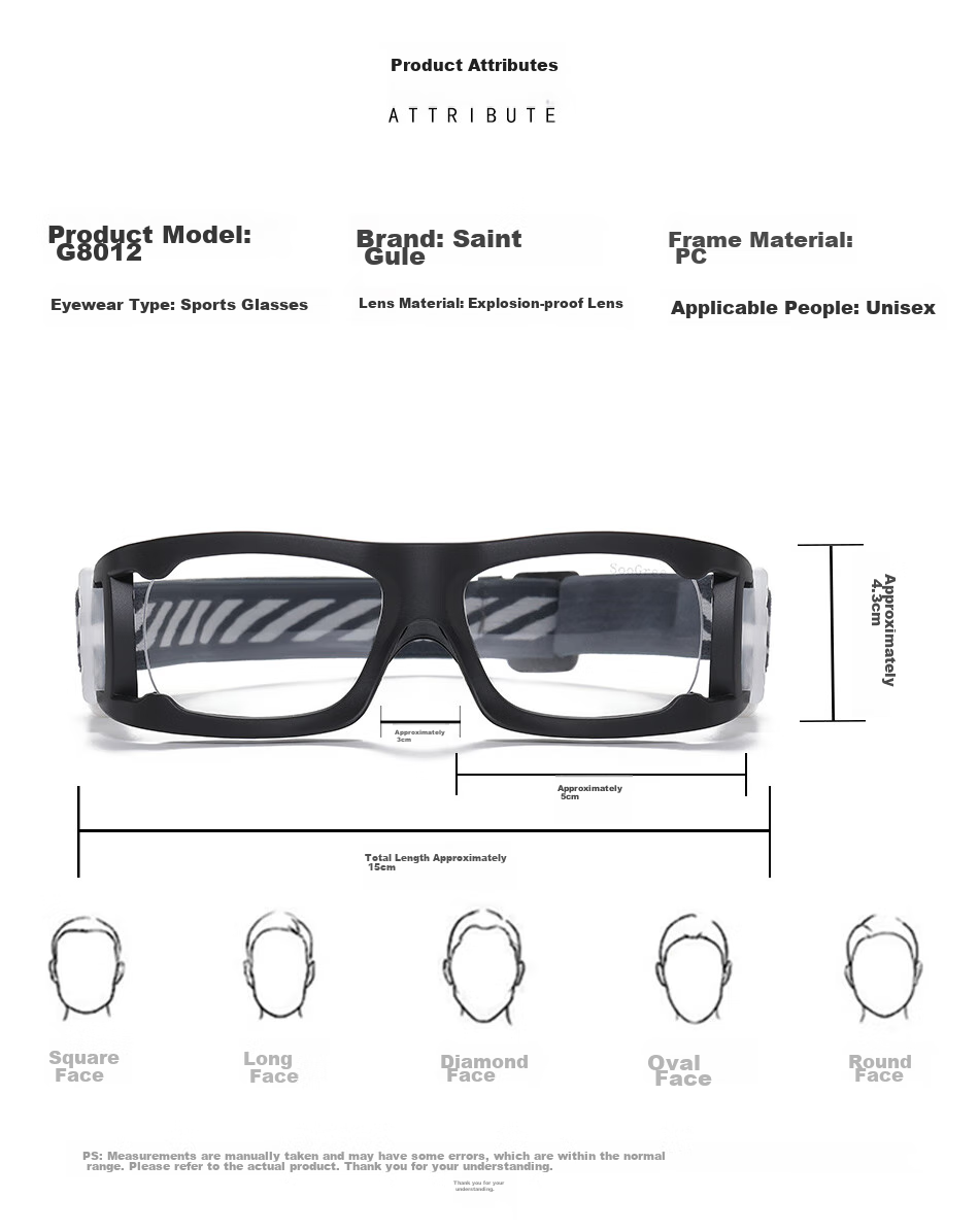 SooGree Sports Glasses for Nearsightedness, Soccer Goggles, Basketball Glasses, Anti-Fog Competition Eyewear Frame for Soccer, Prescription Available 10