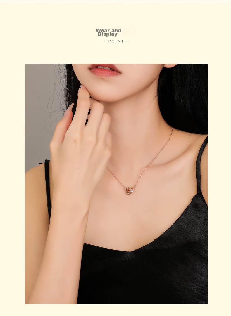 CHOW TAI SENG Interlocking Pure Silver Necklace for Women, 2026 New Light Luxury High-End Birthday Gift for Best Friend Or Girlfriend 7