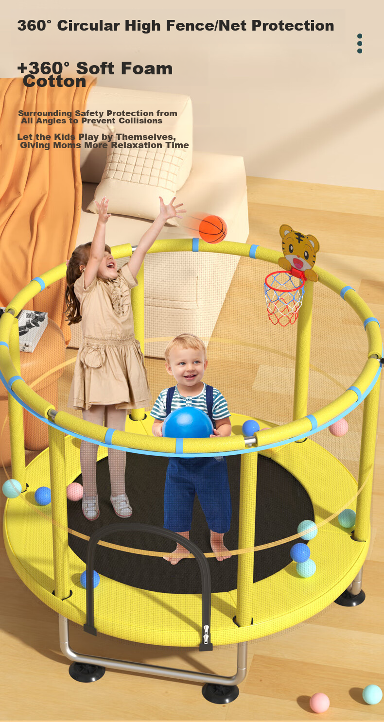 DIBU Indoor Trampoline for Children Aged 2-10, Home Use Exercise Fitness Bouncy Bed, Baby Jumping Toy Trampoline 12