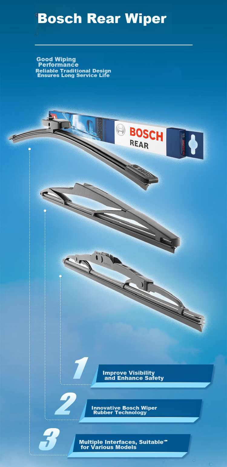 BOSCH Rear Window Wiper Blade, 10 Inches (For RAV4 Rear, 2017 Onwards / For Compass Rear, 2016 Onwards / For Roewe RX3) 2