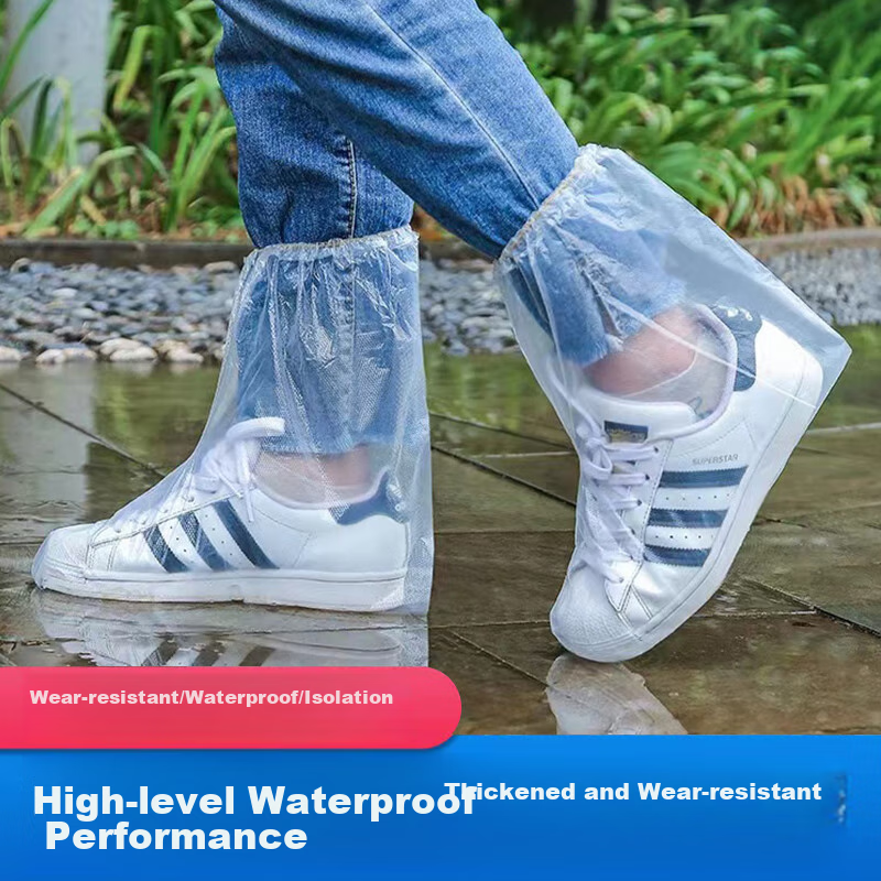 JAJALIN Disposable Rain Shoe Covers, 20-Pack, Thick Waterproof Non-Slip Mid-Calf Plastic Overshoes for Men And Wome