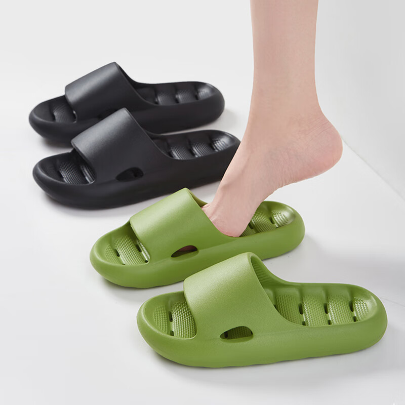 GUOLUOFEI Bathroom Water-Draining Slippers for Men And Women, Summer Hollow Thick-Soled Squishy Feeling Sandals for Women, 2188 Black, Size 44-45